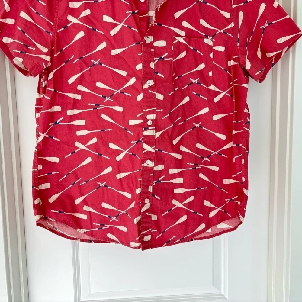 J. Crew Vintage Baseball Bat Print Collard Button Up Shirt Size XL